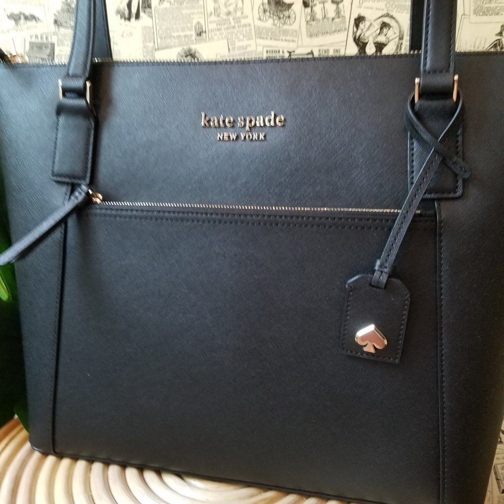 Kate Spade Cameron Large Pocket Tote Black Zipper - Picture 8 of 10